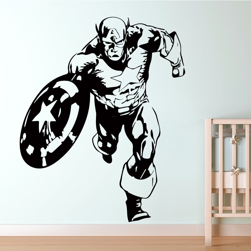 Running Man Strong Wall Stickers Wallpaper Home Decoration - Captain America Black And White Avengers , HD Wallpaper & Backgrounds