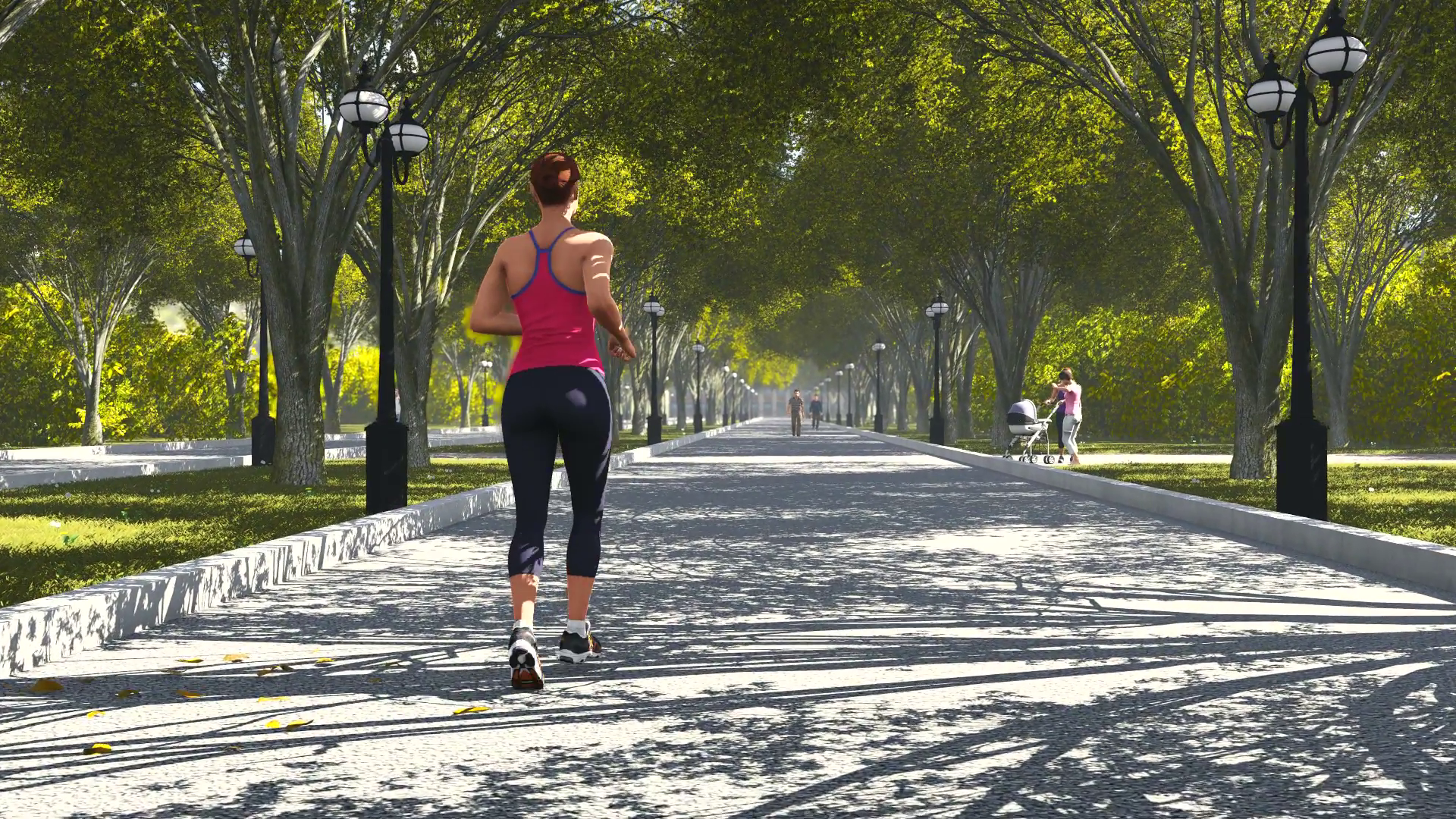 Young Woman Jogging In The Summer Park - Woman Jogging From Behind , HD Wallpaper & Backgrounds