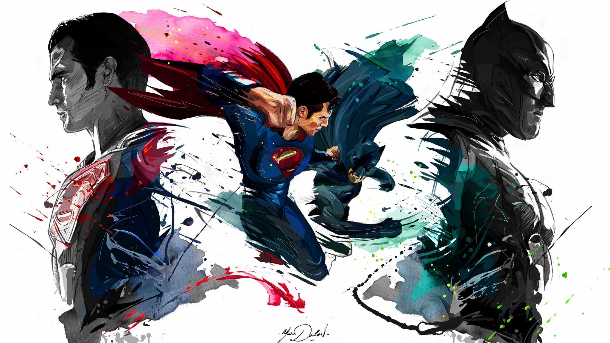 Batman Vs Superman, 4k, Sketch Artwork, Wallpaper - Superman Vs Batman Painting , HD Wallpaper & Backgrounds