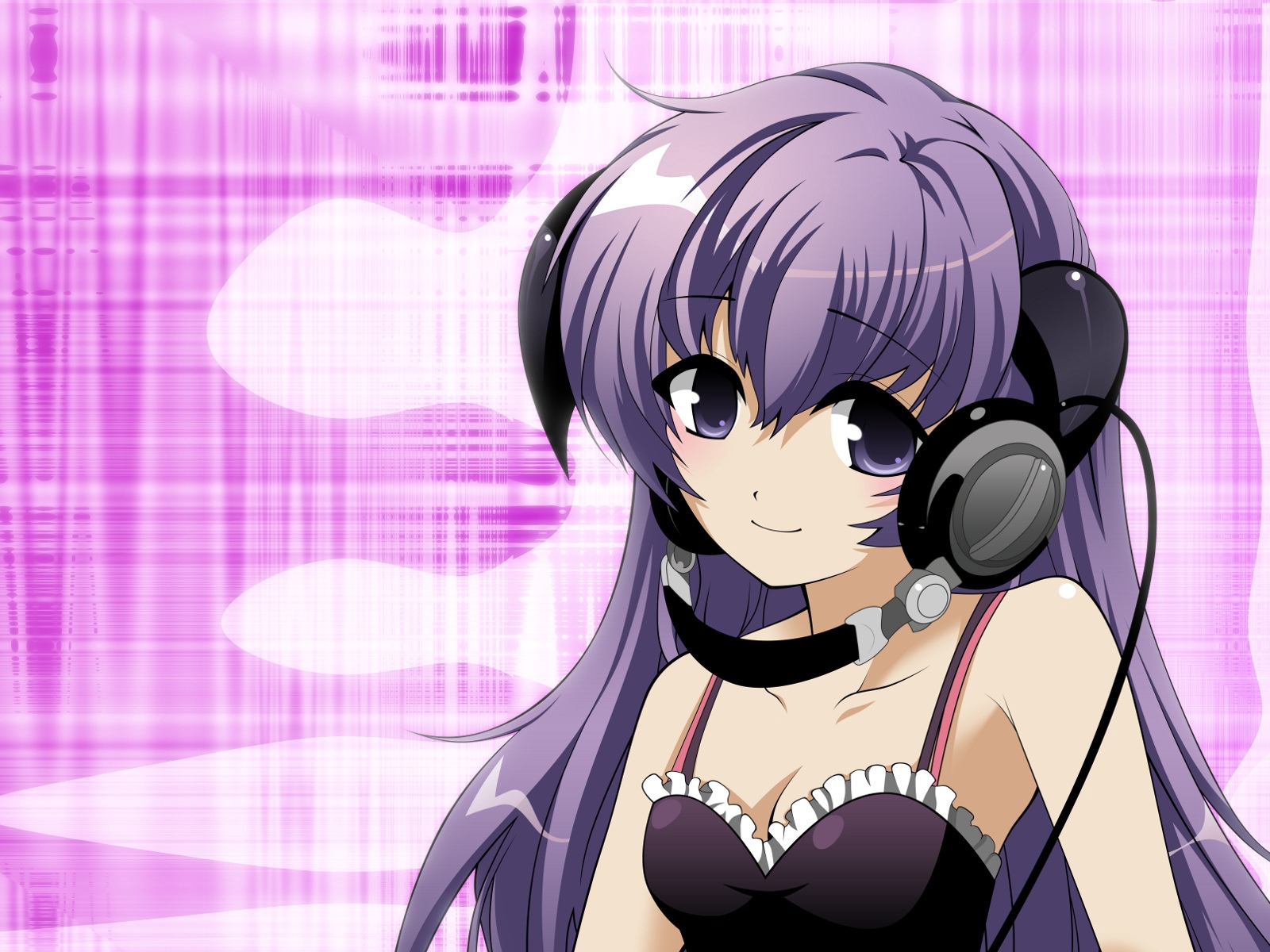 Wallpaper Girl, Dj, Headphones, Music, Smile, Positive - Anime Girl With Headphones Violet , HD Wallpaper & Backgrounds