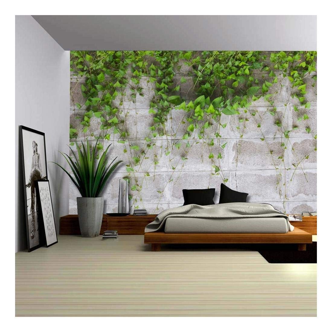 Green Vines Ping On A Gray Brick Wall Wall Mural Removable - Frankfurt Am Main , HD Wallpaper & Backgrounds
