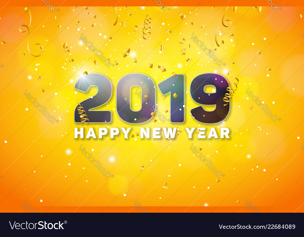 Happy New Year 2019 With 3d Number On Vector Image - Graphic Design , HD Wallpaper & Backgrounds