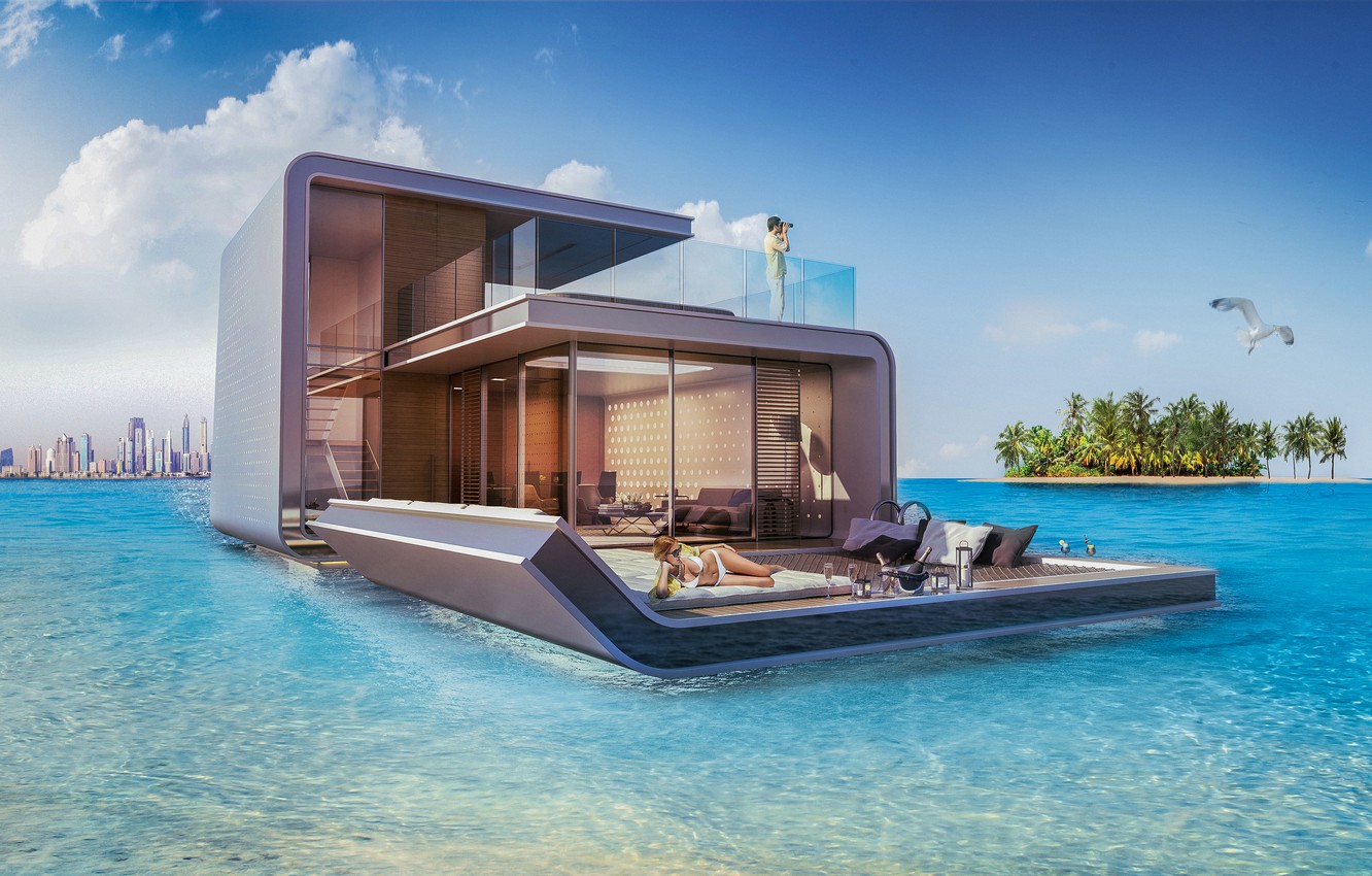 Photo Wallpaper Palm Trees Island Marine Villa Room