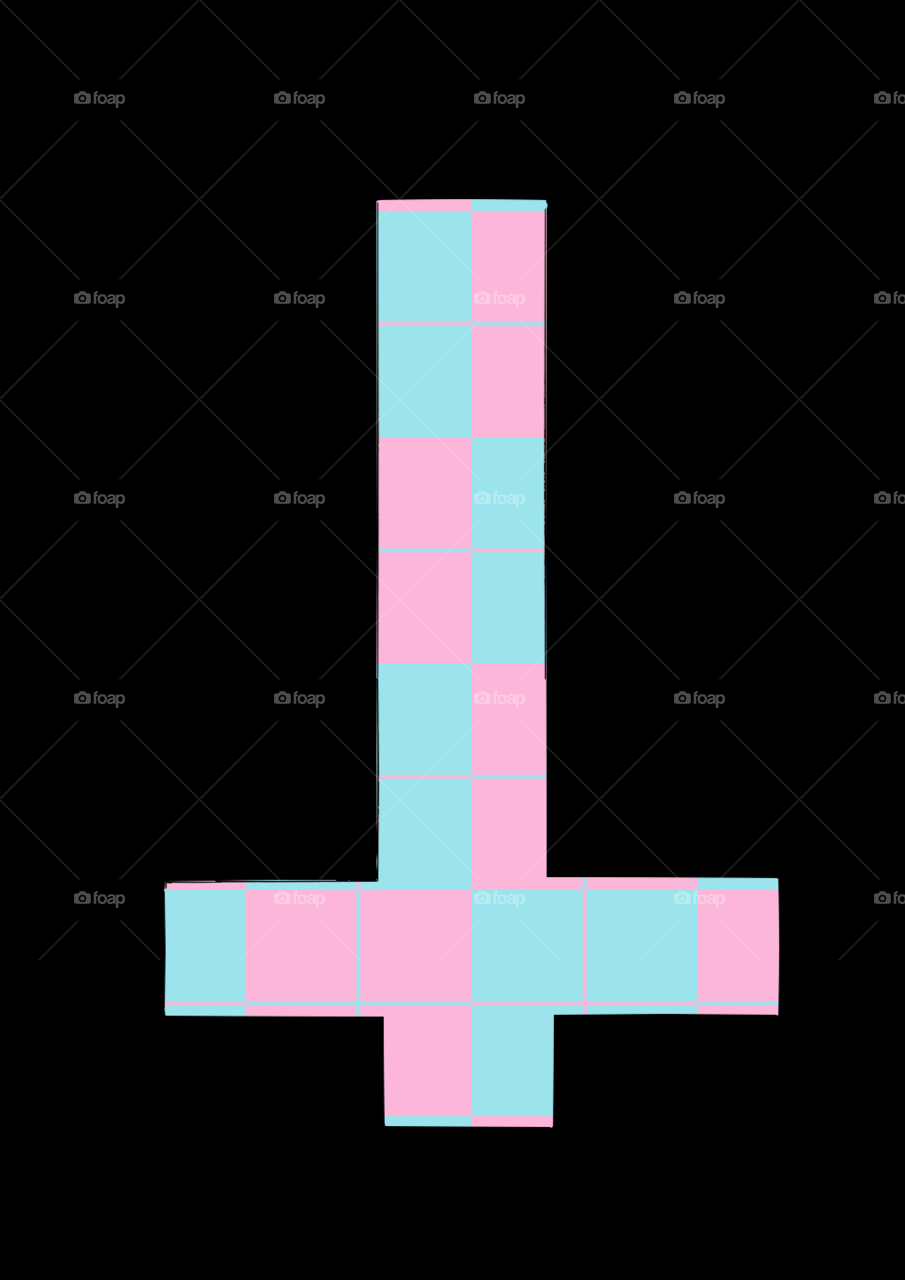 Pink And Blue Pattern Upside-down Cross Phone Wallpaper - Graphic Design , HD Wallpaper & Backgrounds