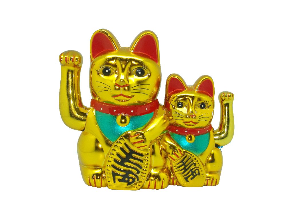 Twin Gold Waving Lucky Feng Shui Fortune Money Cat - Tabby Cat , HD Wallpaper & Backgrounds