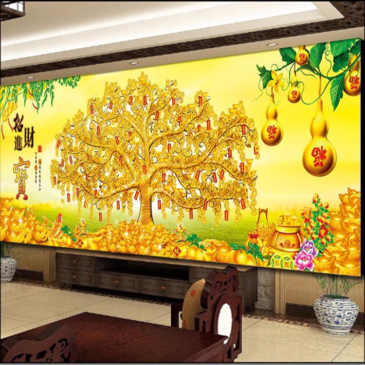 Felicitous Wish Of Making Money Golden Lucky Tree Gourd - Cross-stitch , HD Wallpaper & Backgrounds