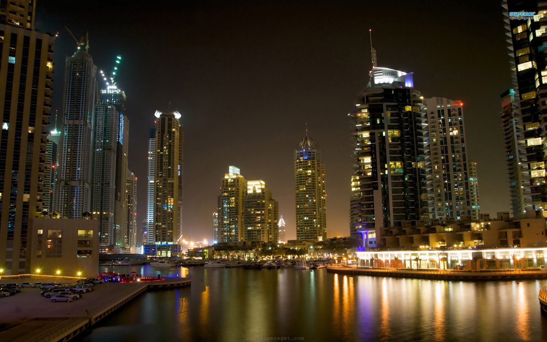 Doha Qatar Skyline Hd Wallpaper - Dubai Building In Night , HD Wallpaper & Backgrounds