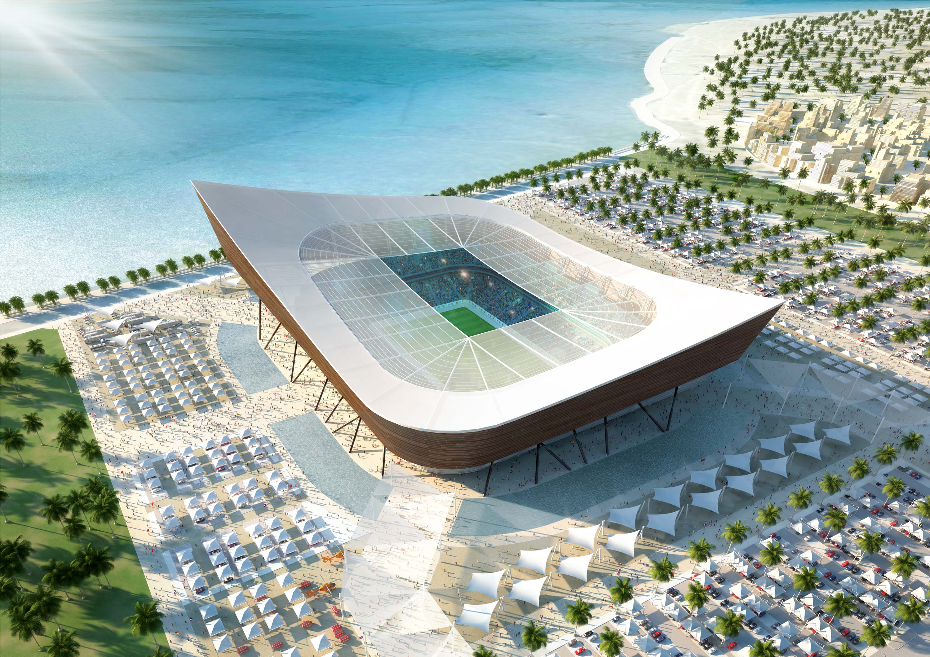 Qatar World Cup Stadiums Wallpaper 1 - Qatar Building For World Cup , HD Wallpaper & Backgrounds