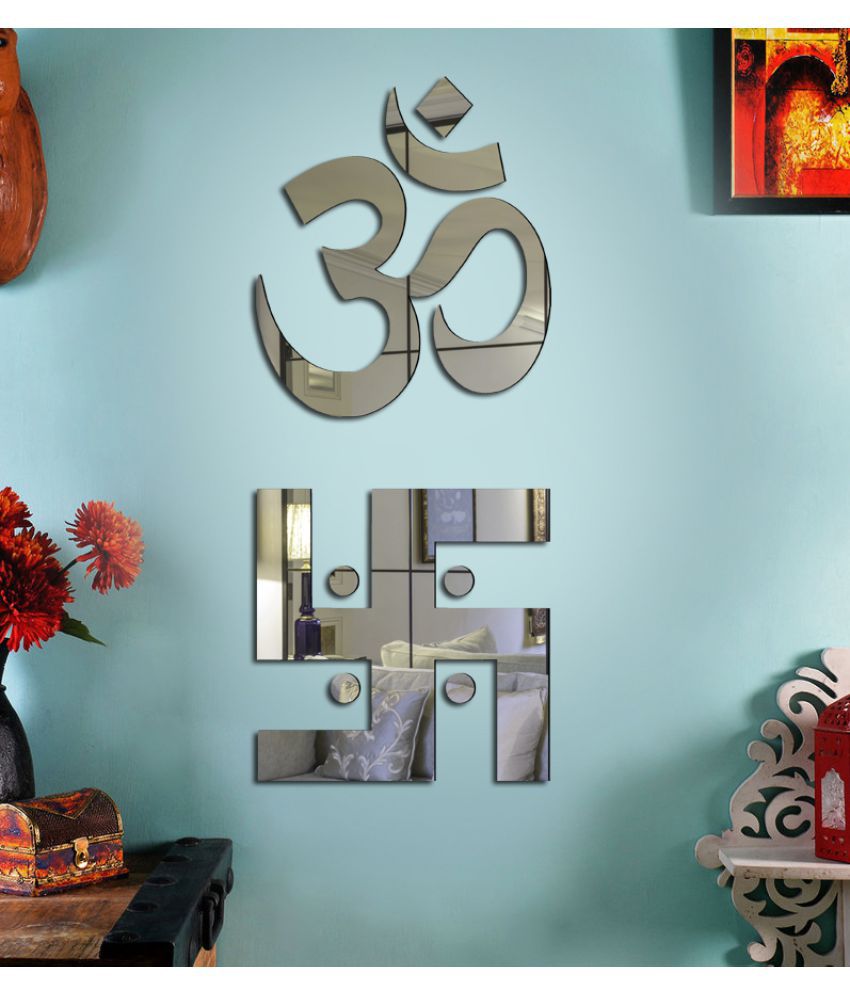 Sehaz Artworks Om Swastik Acrylic Silver Wall Sticker - Wall Decal , HD Wallpaper & Backgrounds