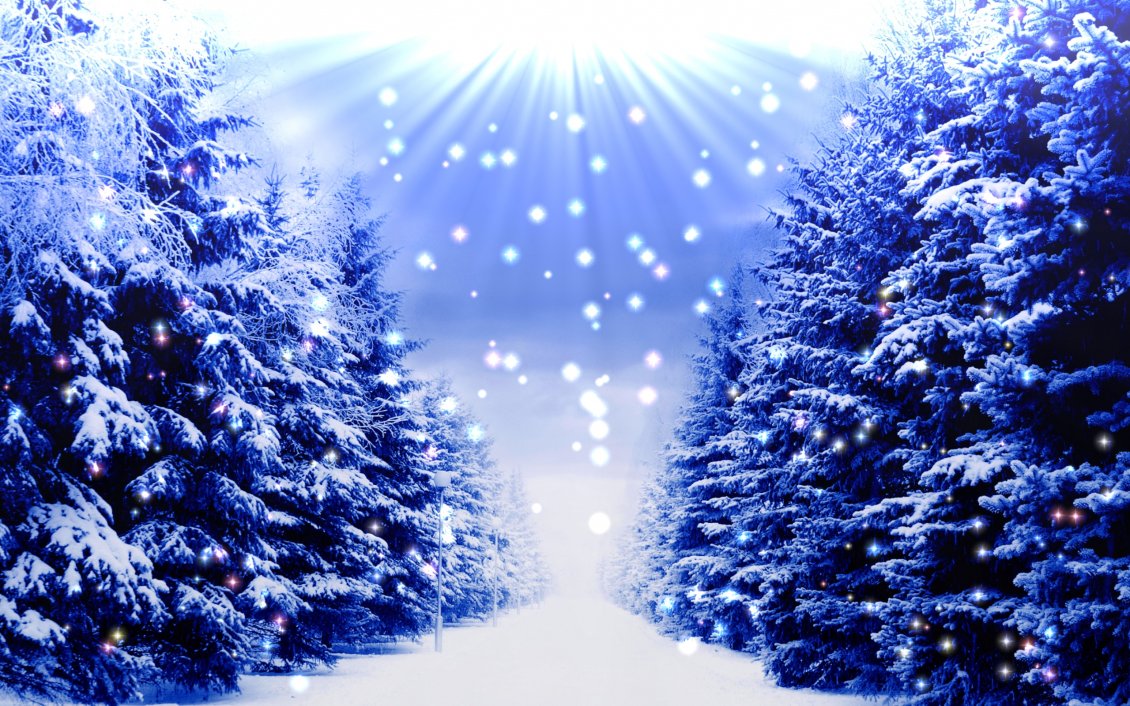 Download Wallpaper Blue Christmas Trees Full With White - Blue Christmas Tree With Snow , HD Wallpaper & Backgrounds