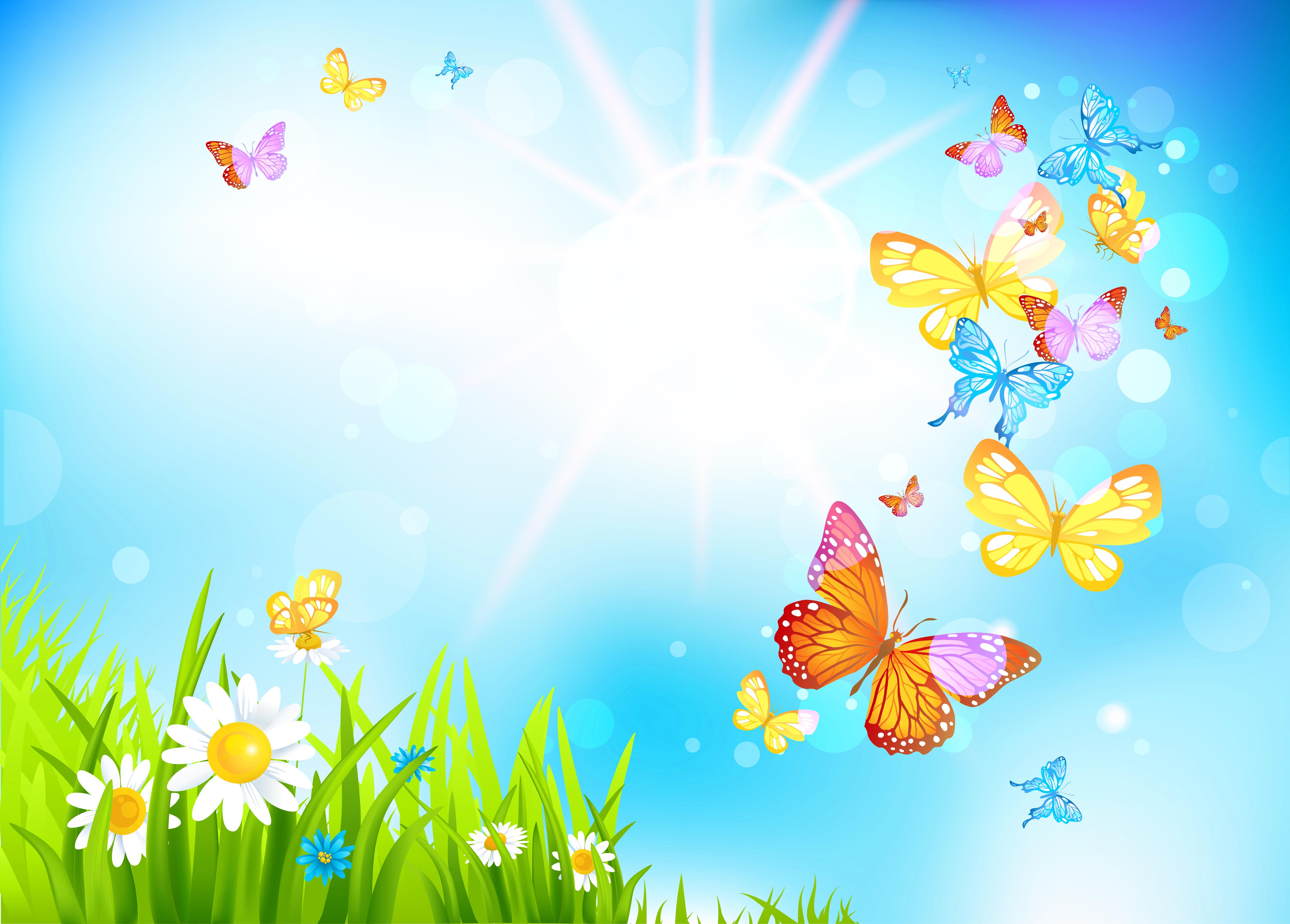 Spring Wallpaper - Spring Butterfly Background , HD Wallpaper & Backgrounds