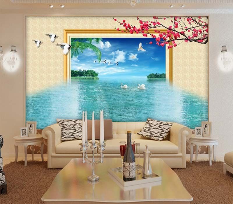 Incessant Bluee Beach 3d Full Wall Mural Photo Wallpaper - Mural , HD Wallpaper & Backgrounds