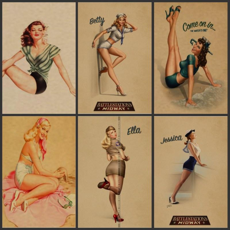 Retro Poster World War Ii Sexy Pin Up Girl Poster Bar - Pin Up , HD Wallpaper & Backgrounds
