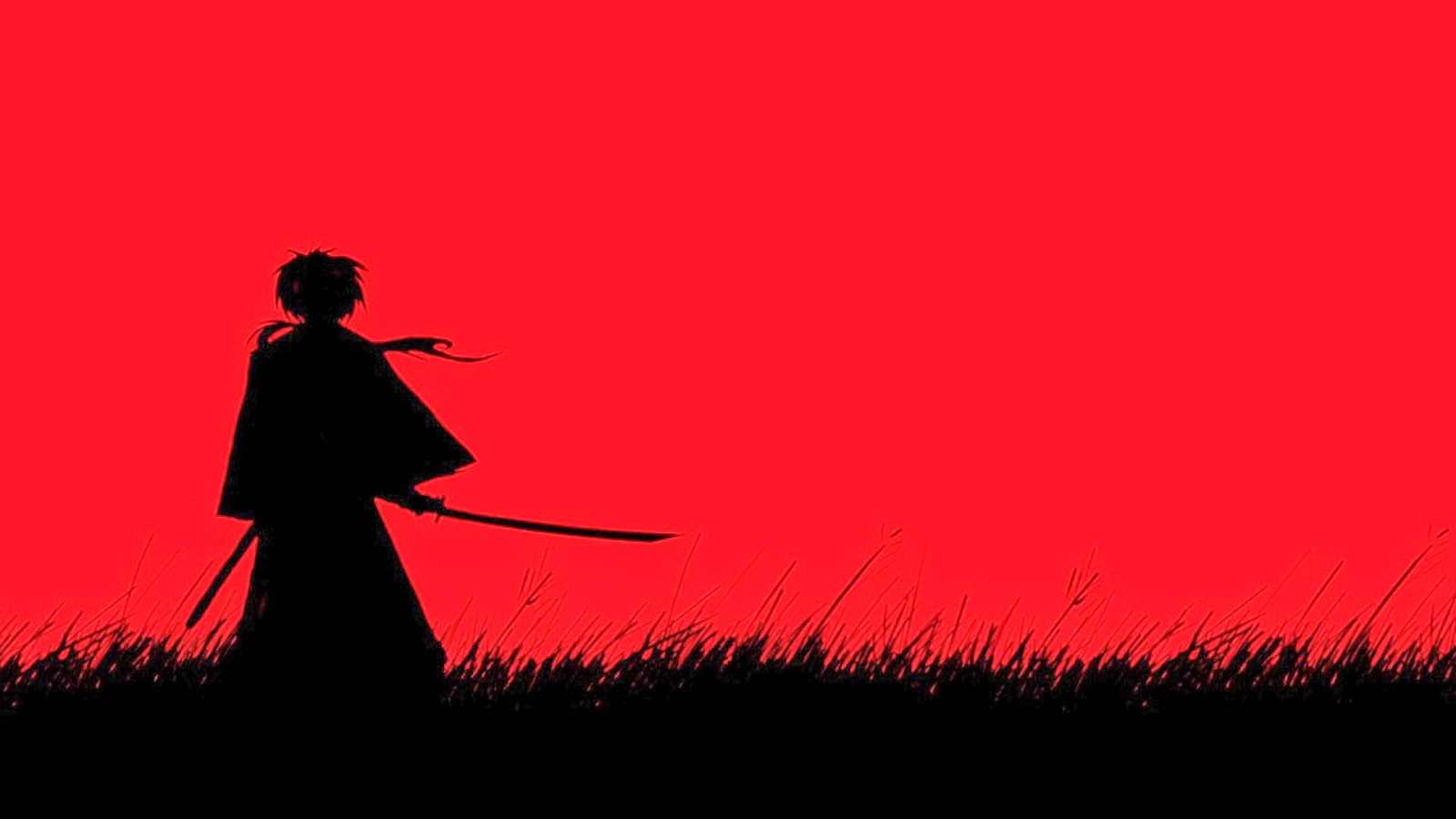 [samurai X] Kenshi Black & Red Hd Wallpaper - Rurouni Kenshin Wallpaper Black , HD Wallpaper & Backgrounds