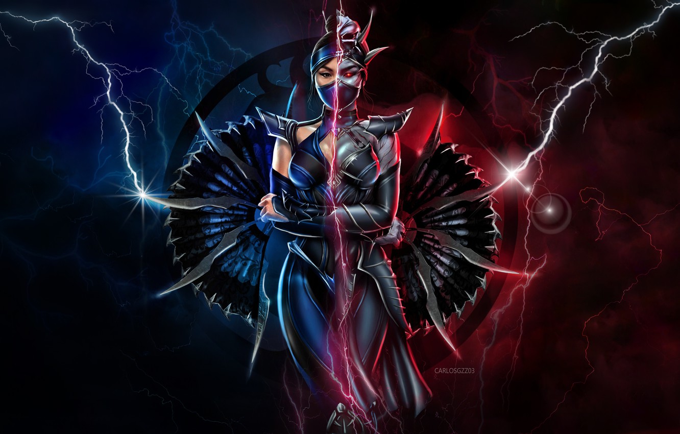 Photo Wallpaper Lightning, Zipper, Fighter, Art, Mortal - Mortal Kombat 11 Kitana , HD Wallpaper & Backgrounds