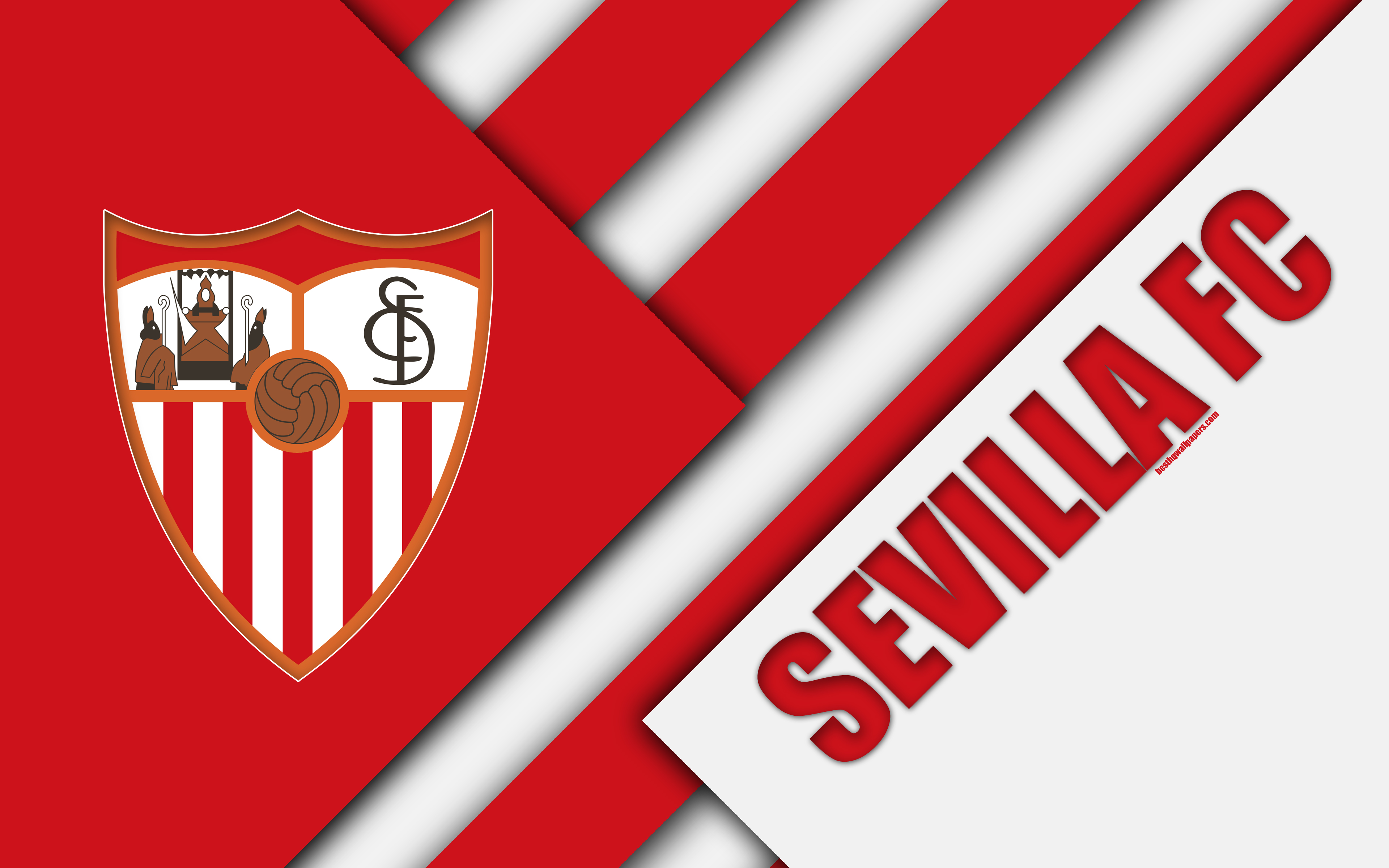 Sevilla Fc, 4k, Spanish Football Club, Logo, Material - Logo Sevilla Fc , HD Wallpaper & Backgrounds