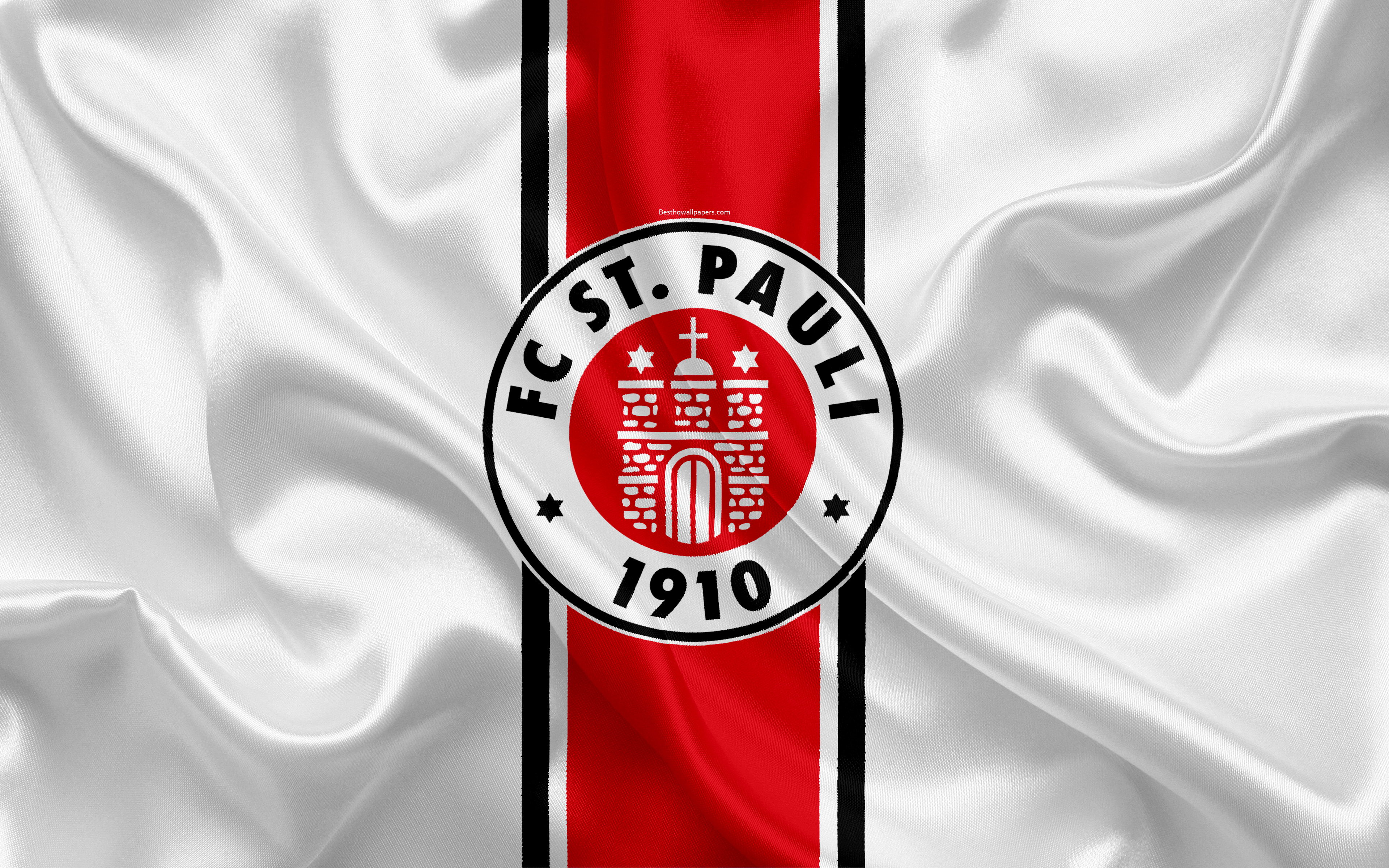 St Pauli Fc, 4k, White Silk Flag, German Football Club, - Fc St Pauli Logo , HD Wallpaper & Backgrounds