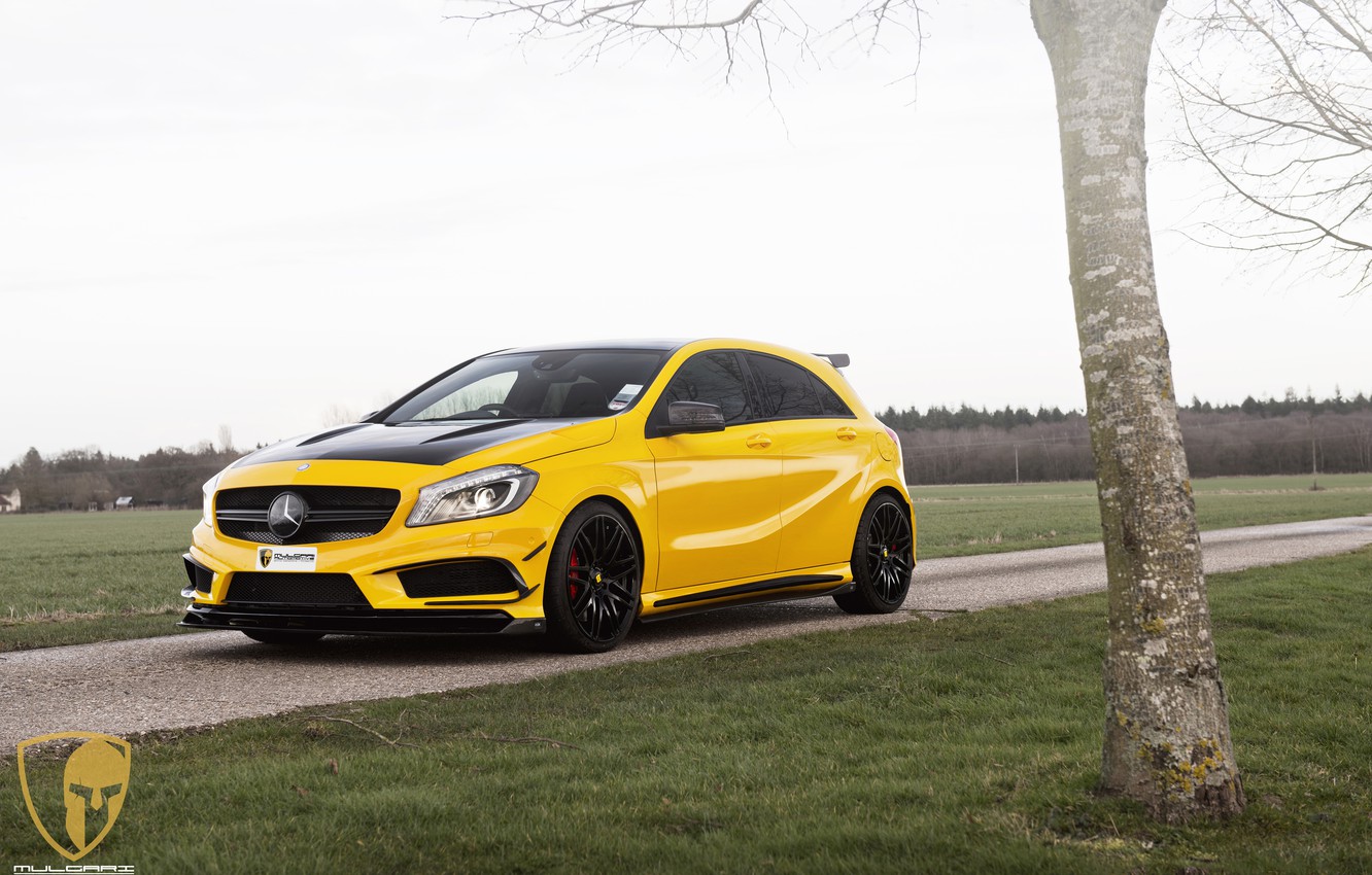 Photo Wallpaper Mercedes, Amg, Yellow, A45, Automotive, - Mercedes-benz B-class , HD Wallpaper & Backgrounds