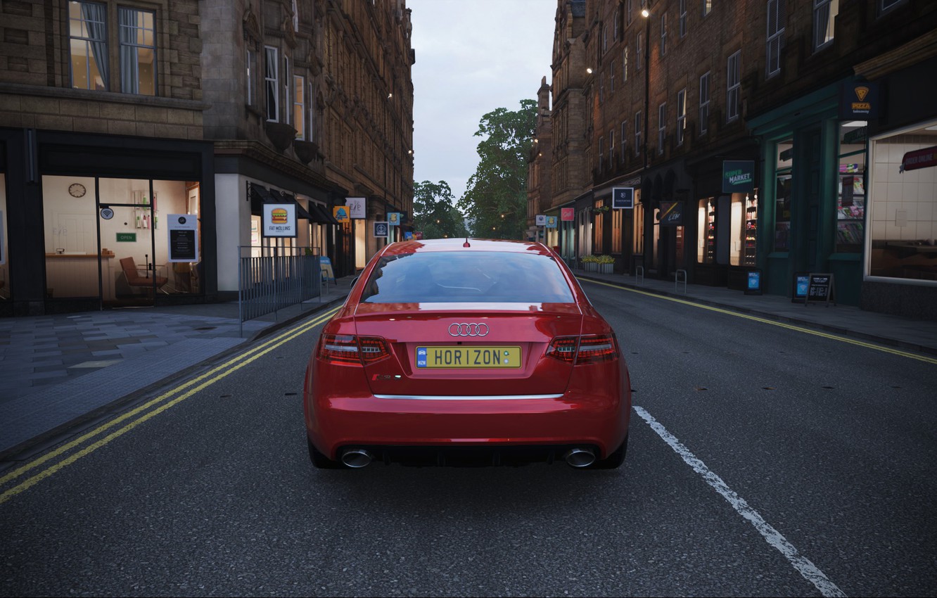 Photo Wallpaper Street, England, Audi Rs6, Forza Horizon - Sports Sedan , HD Wallpaper & Backgrounds