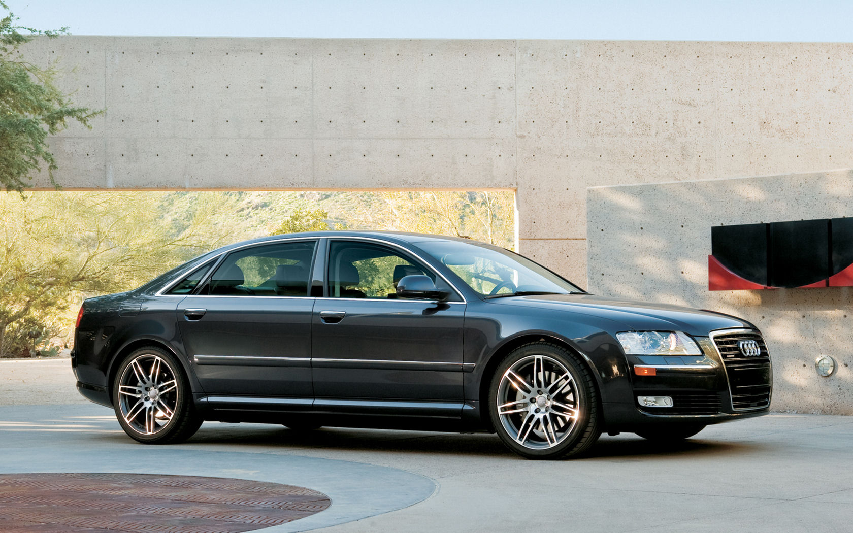 Audi A8 Desktop Wallpaper - Audi A8 2009 Black , HD Wallpaper & Backgrounds