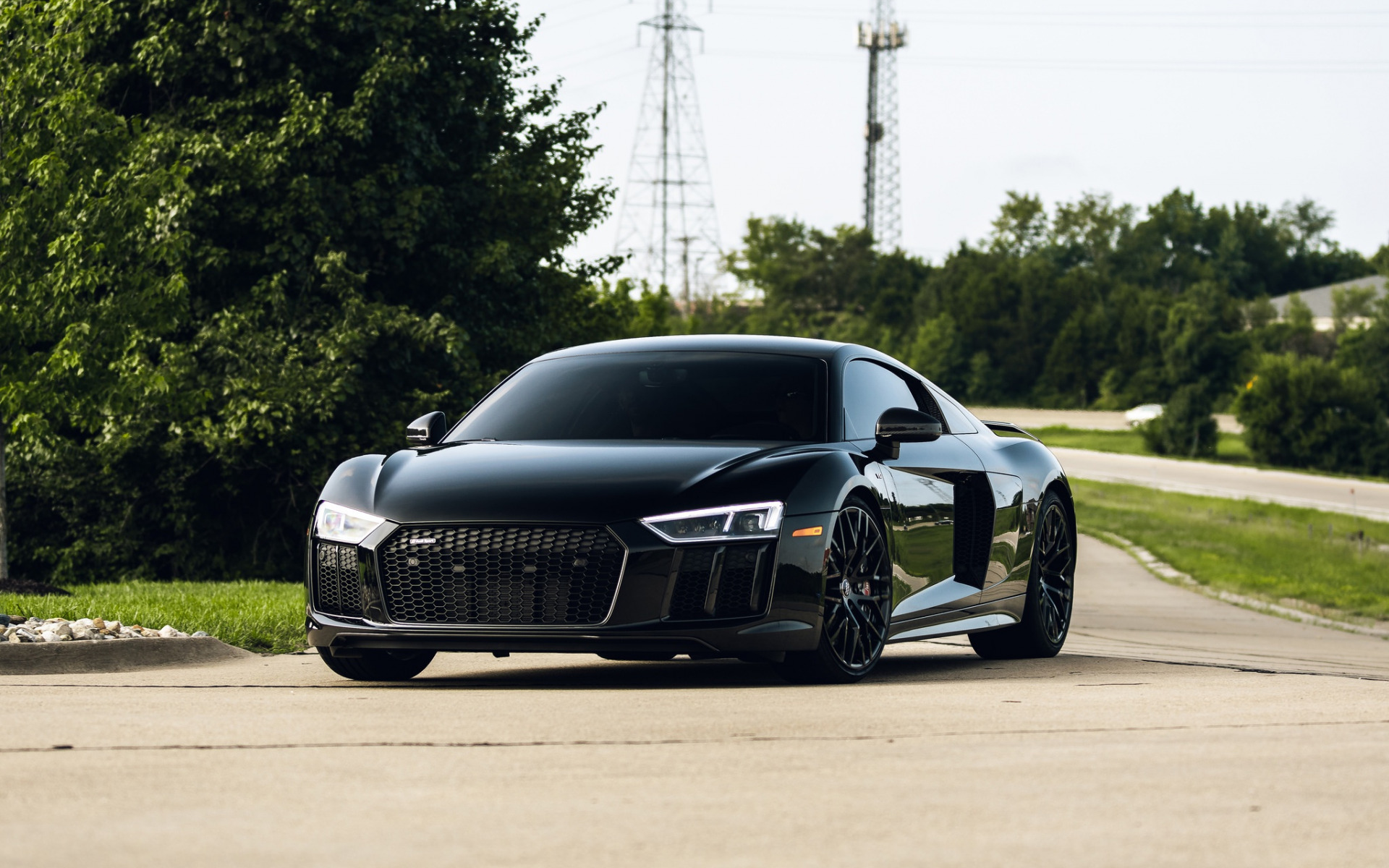 Audi R8, 2018, Black Sports Car, Front View, Black - Audi R8 Negro 2018 , HD Wallpaper & Backgrounds