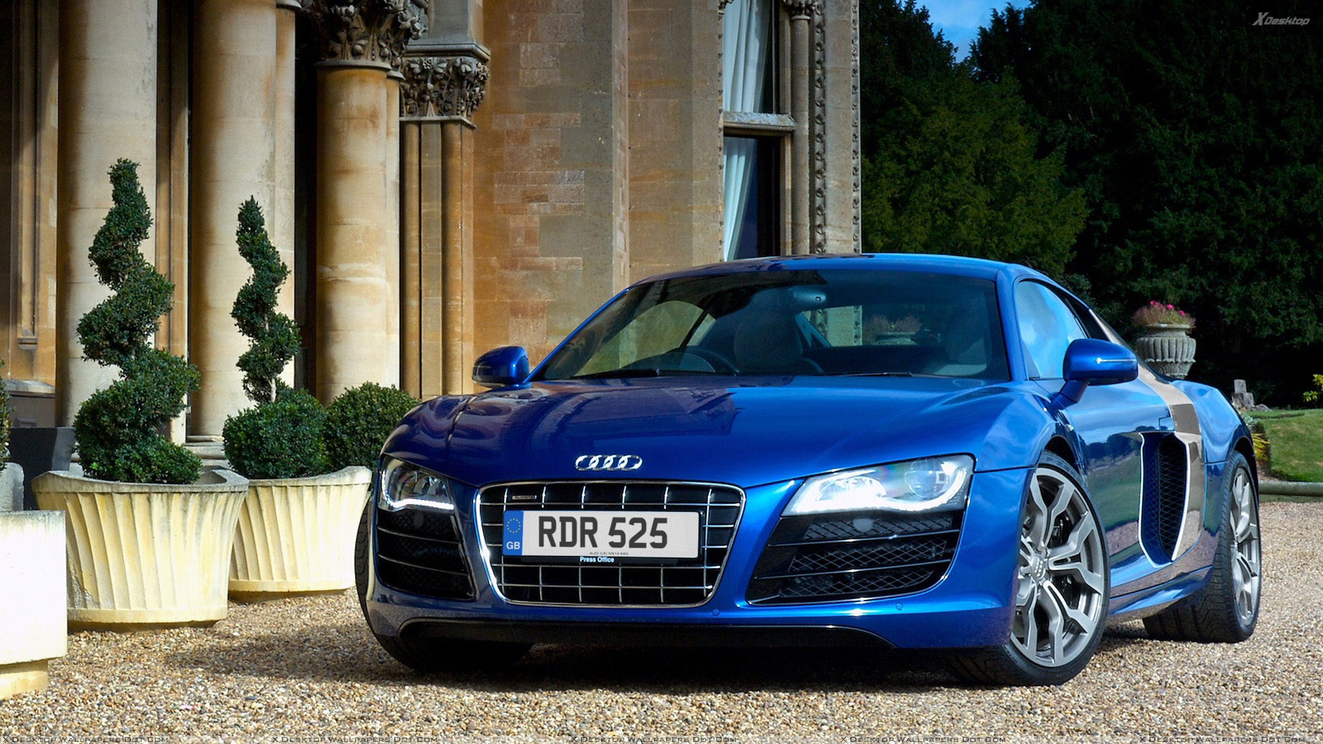 You Are Viewing Wallpaper Titled Front Pose Of 2009 - 2009 Audi R8 Blue , HD Wallpaper & Backgrounds