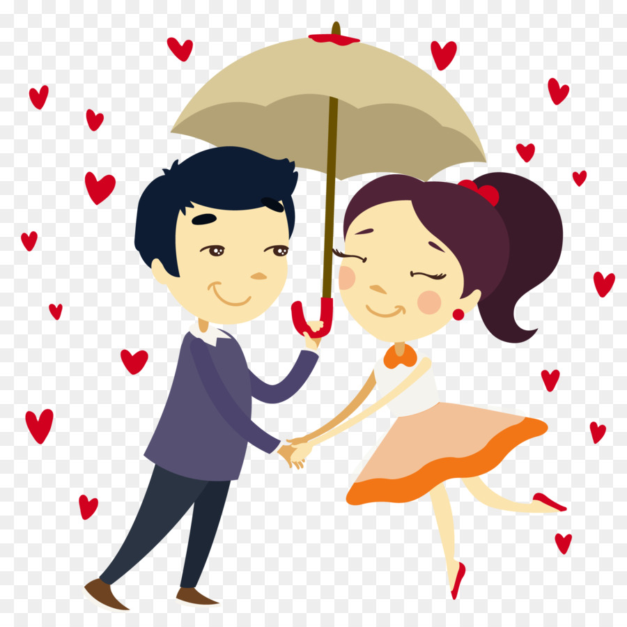 Romance Clipart Happy Couple - Hand Drawn Couples In Love , HD Wallpaper & Backgrounds