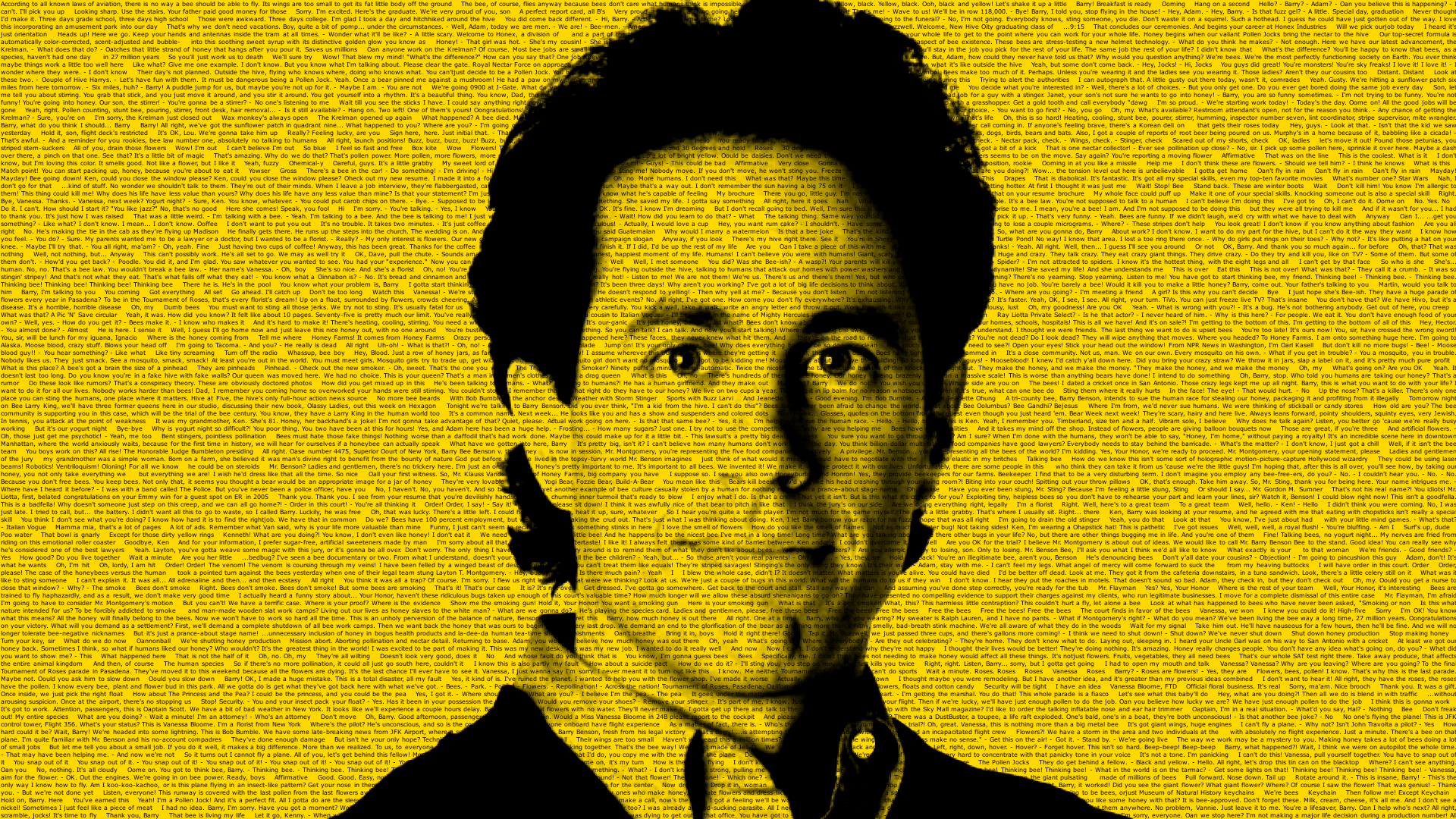 The Entire Bee Movie Script Except It's A Wallpaper - Jerry Seinfeld , HD Wallpaper & Backgrounds