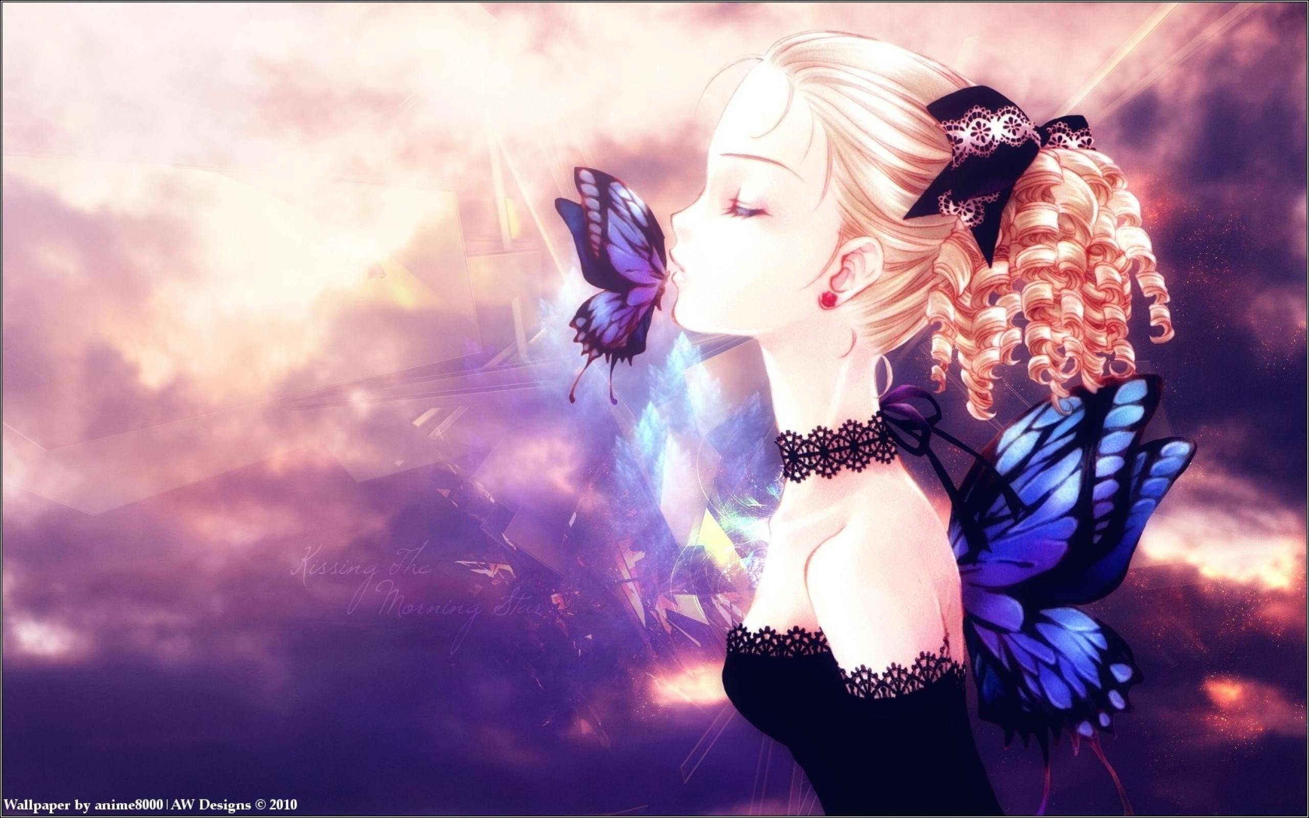 Anime Girls, Anime, Original Characters, Closed Eyes, - Anime Wallpaper Butterfly , HD Wallpaper & Backgrounds