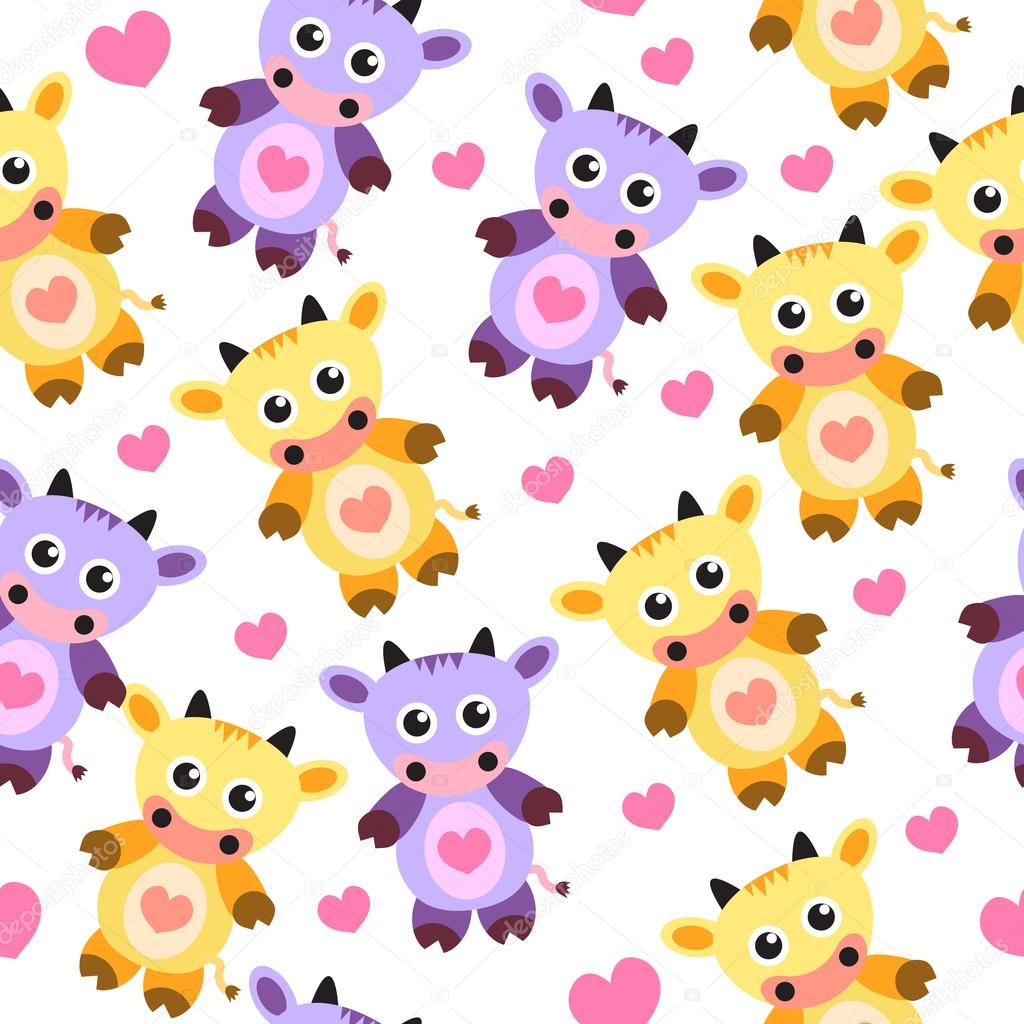 Seamless Wallpaper Pattern Cute Cow, Soft Toy, Vector - Fondos Imagenes Infantiles , HD Wallpaper & Backgrounds