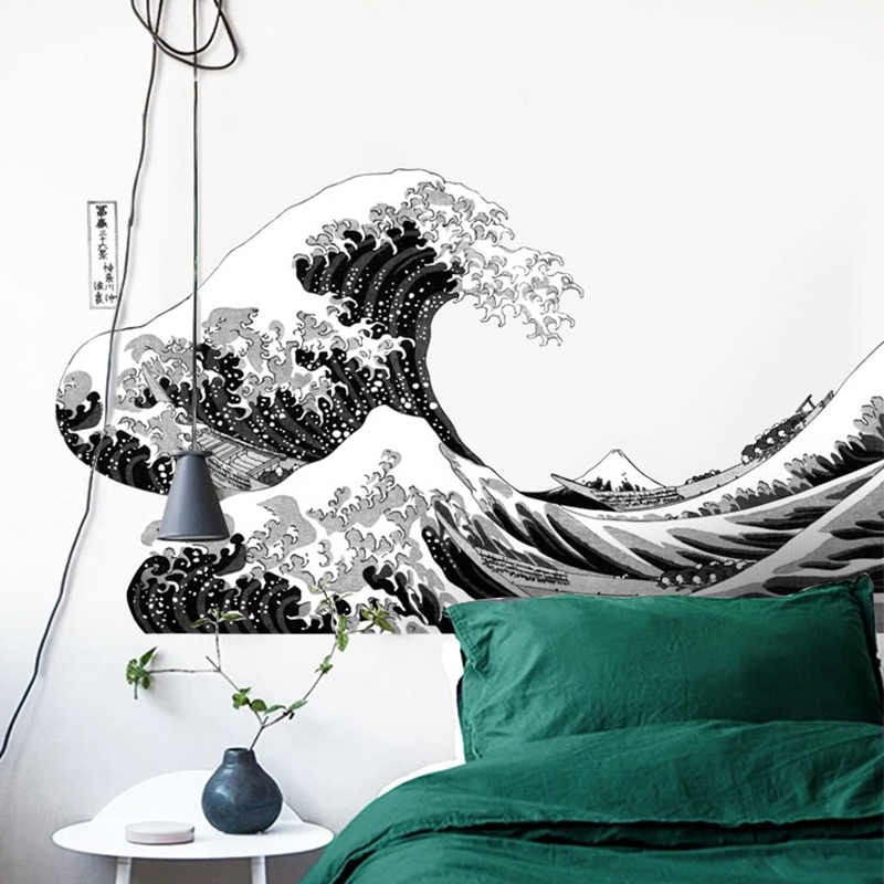 Wall Sticker Modern Black And White Home Decor Living - Great Wave Of Kanagawa , HD Wallpaper & Backgrounds