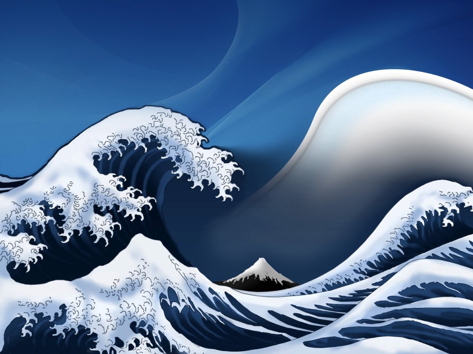 Waves, Digital, Great,vector Wallpapers, Desktop Images, - Great Wave Off Kanagawa Digital , HD Wallpaper & Backgrounds