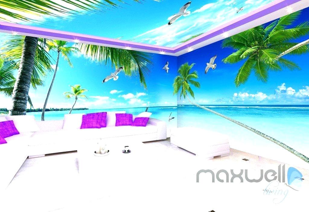 Beach Theme Wallpaper Palm Tree Ocean Entire Living - Wallpaper , HD Wallpaper & Backgrounds