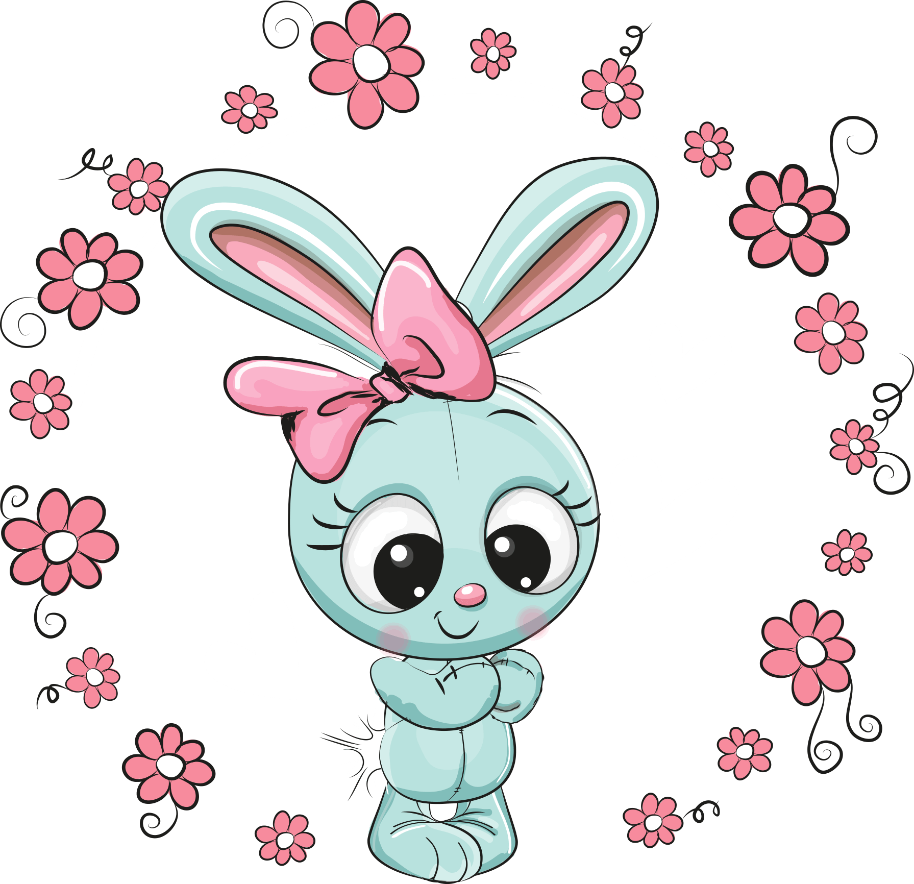 Pictures Of Cartoon Rabbits > - Cute Pink Rabbit Cartoon , HD Wallpaper & Backgrounds
