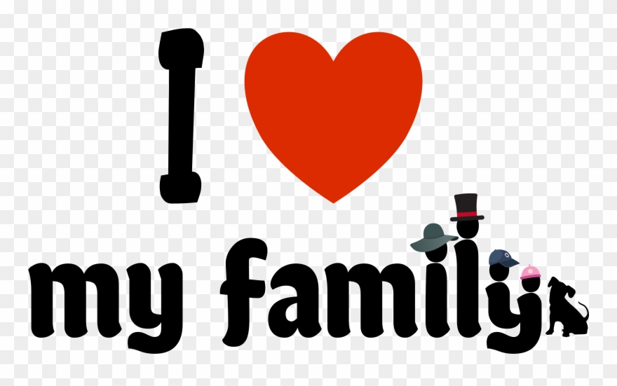 I Love My Family With Four Funny Hats And The Dog Clipart - Love My Family Clipart , HD Wallpaper & Backgrounds