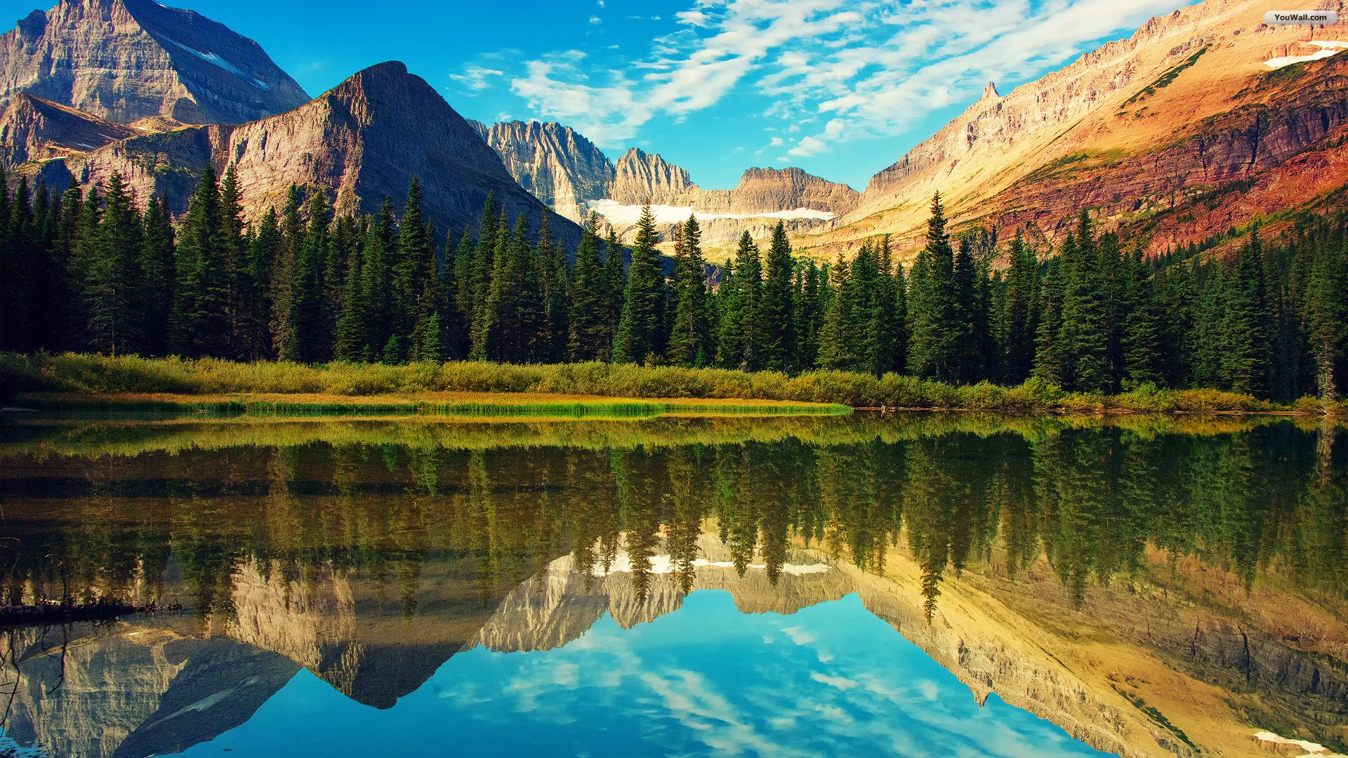 Quiet Mountain Lake Wallpaper - Glacier National Park Phone Background , HD Wallpaper & Backgrounds