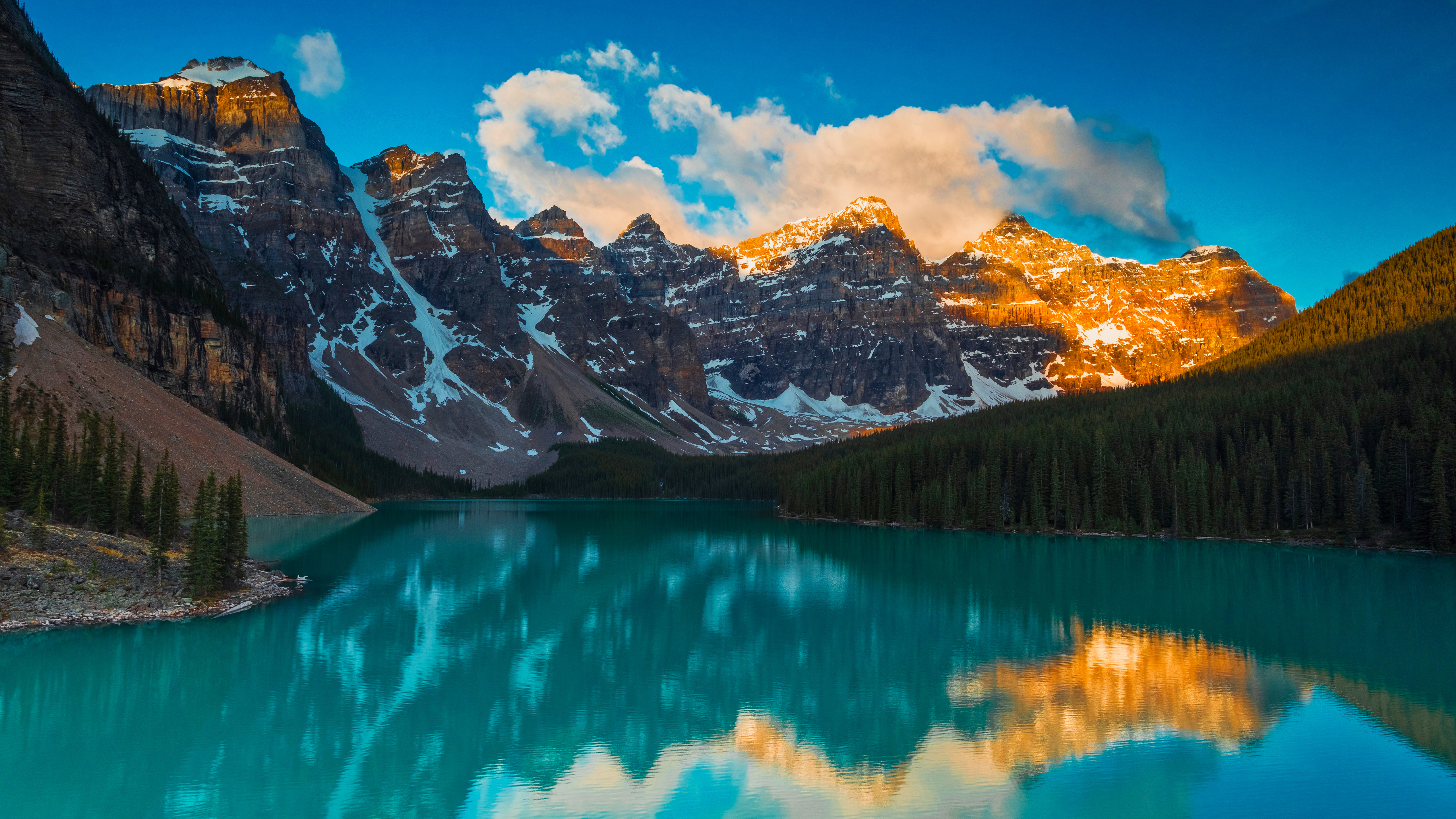 Moraine Lake Landscape At Banff National Park 5k - Moraine Lake , HD Wallpaper & Backgrounds