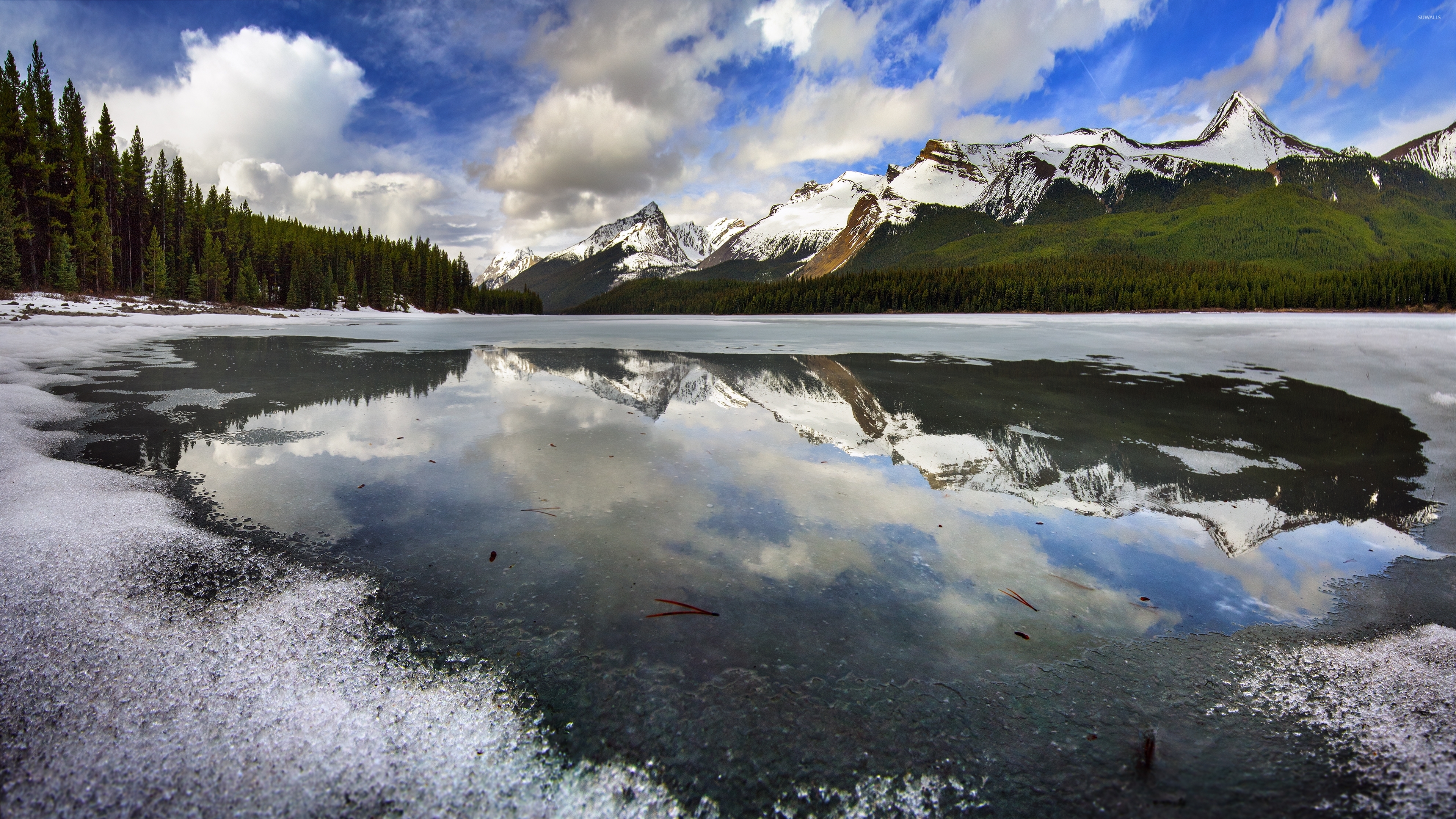 Frozen Mountain Lake Wallpaper - Nature Landscape Oil Painting For Sale , HD Wallpaper & Backgrounds