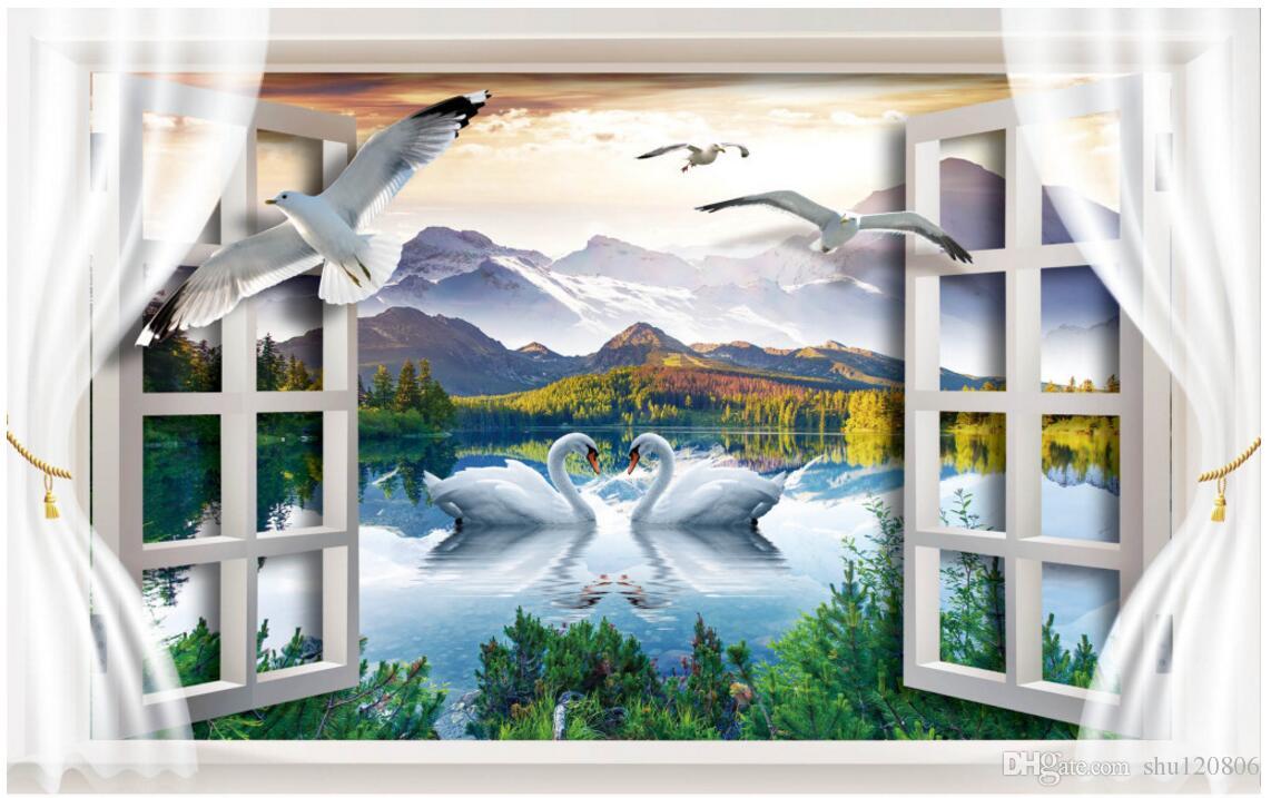 3d Room Wallpaper Custom Photo Non Woven Mural Swan - Wall , HD Wallpaper & Backgrounds