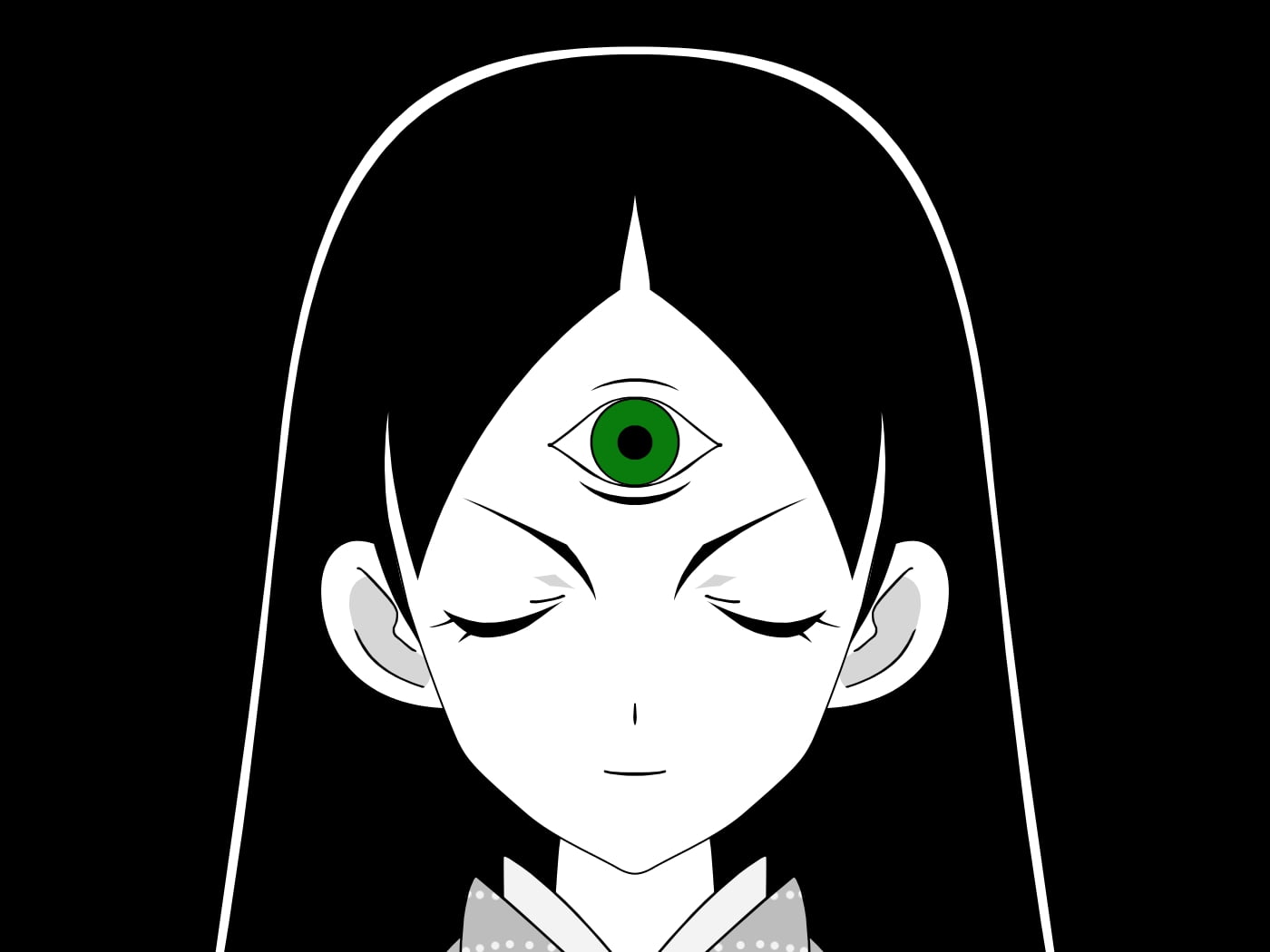 Black Haired Anime Character With Third Eye On Forehead - Sayonara Zetsubou Sensei Chiri Third Eye , HD Wallpaper & Backgrounds