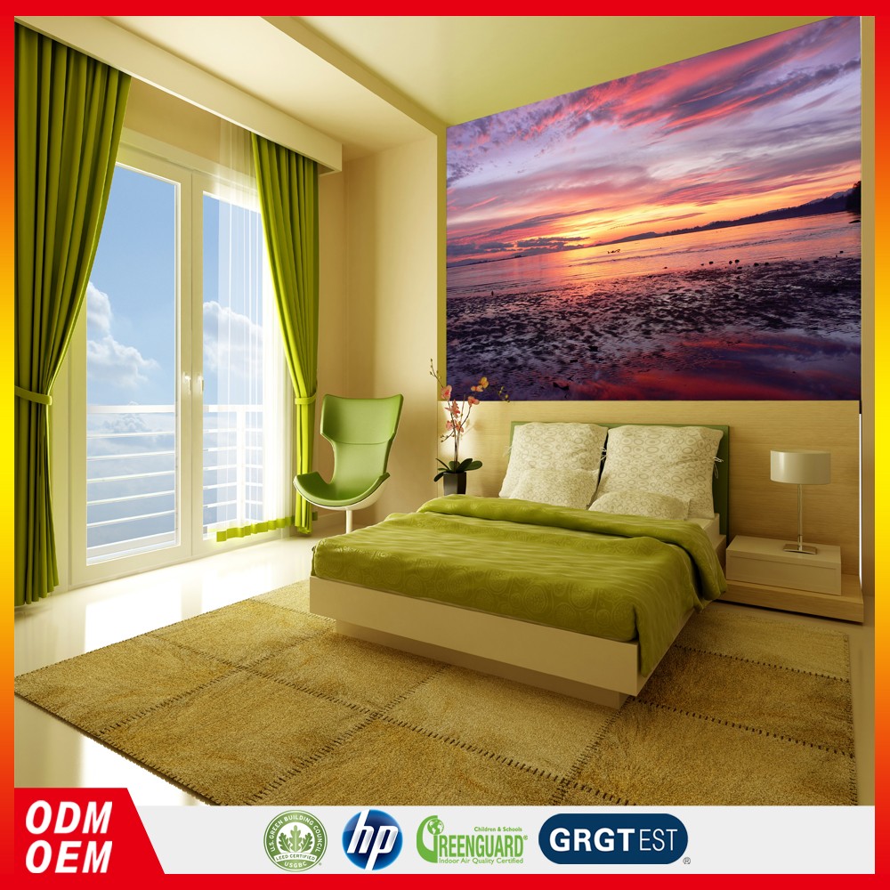 Decorative Wallpaper Sunset Scenery Coconut Beach Wallpaper - Emulsion Paint On Wall , HD Wallpaper & Backgrounds
