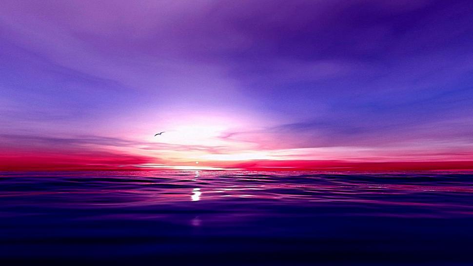 Sea Red Sunset Wallpaper - Atardecer Rojo Y Azul , HD Wallpaper & Backgrounds