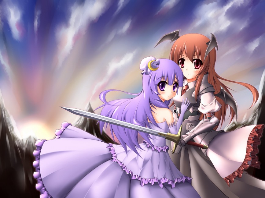 Anime Girls Protection Sword Dress - Wallpaper , HD Wallpaper & Backgrounds