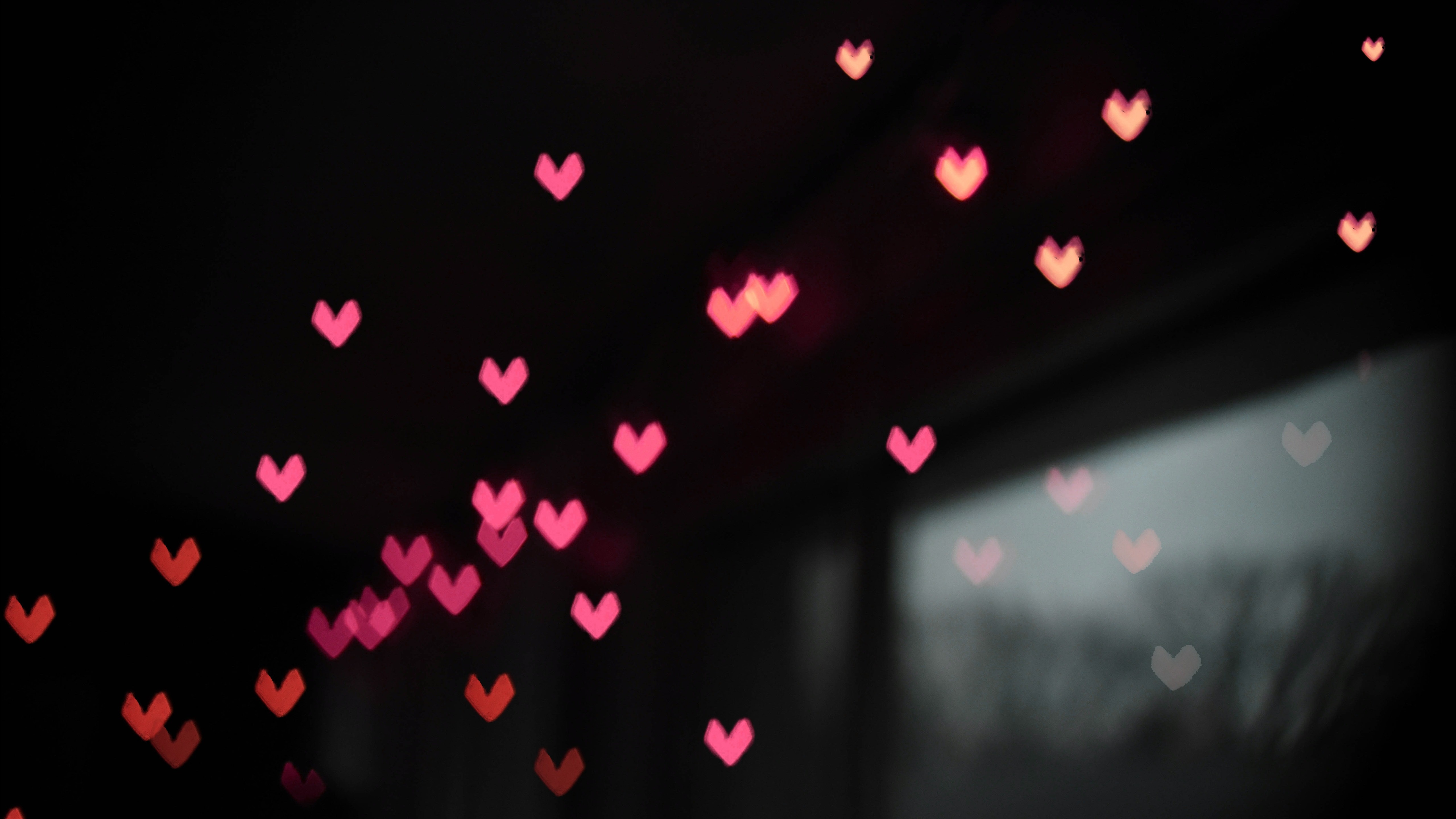 Small Pink Heart In Black Background 5k Abstract Wallpaper - Black Wallpaper With Heart , HD Wallpaper & Backgrounds