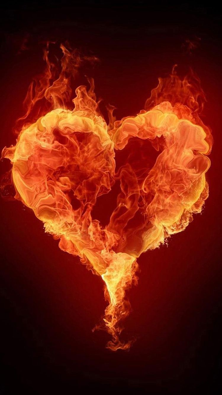 Fire Heart Iphone 7 And 7 Plus Wallpapers-hdiphonewalls - Heart On Fire Wallpaper For Iphone , HD Wallpaper & Backgrounds