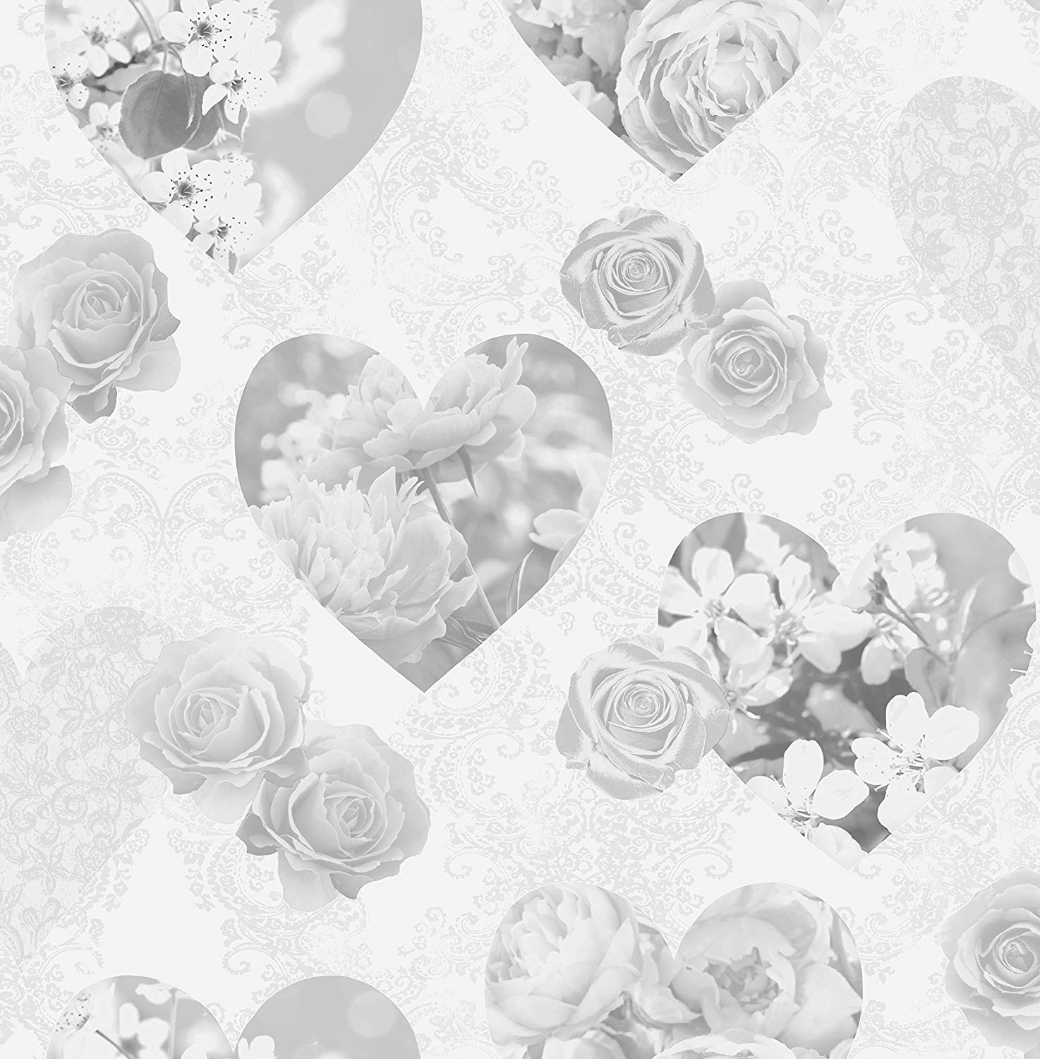 Bhf Fd41914 Novelty Hearts Sidewall Wallpaper - Grey And White Heart , HD Wallpaper & Backgrounds