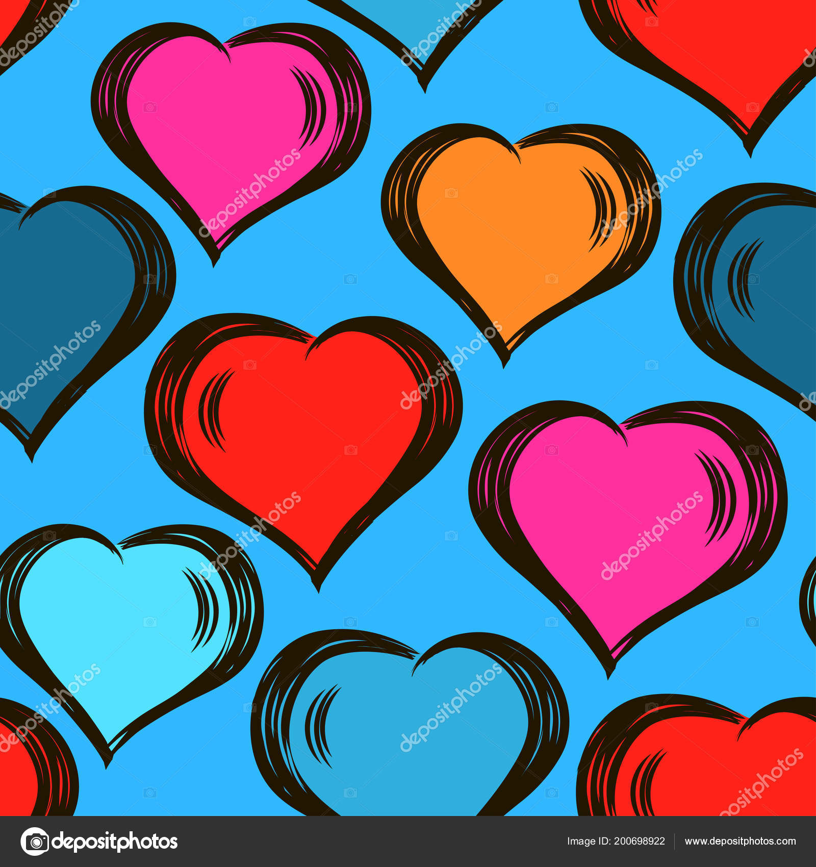 Seamless Stylish Pattern With Hand Drawn Hearts - Heart , HD Wallpaper & Backgrounds