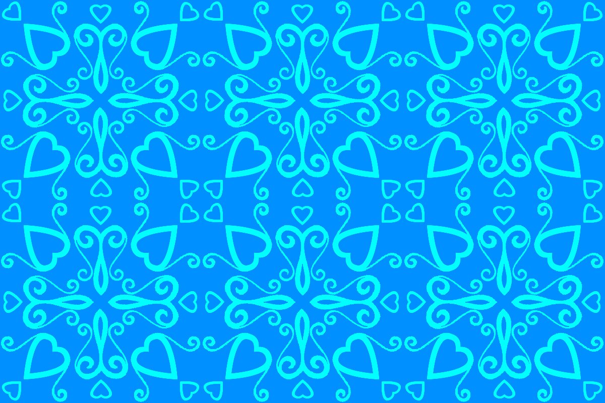 Blue Curly Love Hearts Pattern - Pattern Love Blue , HD Wallpaper & Backgrounds