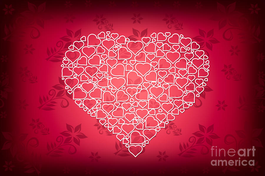 White Heart Design On Red Wallpaper By Sarah Cheriton-jones - Wallpaper , HD Wallpaper & Backgrounds