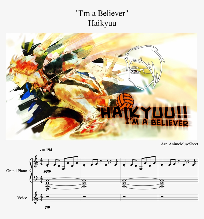 I'm A Believer Haikyuu Sheet Music Composed By Arr - Spyair Im A Believer , HD Wallpaper & Backgrounds